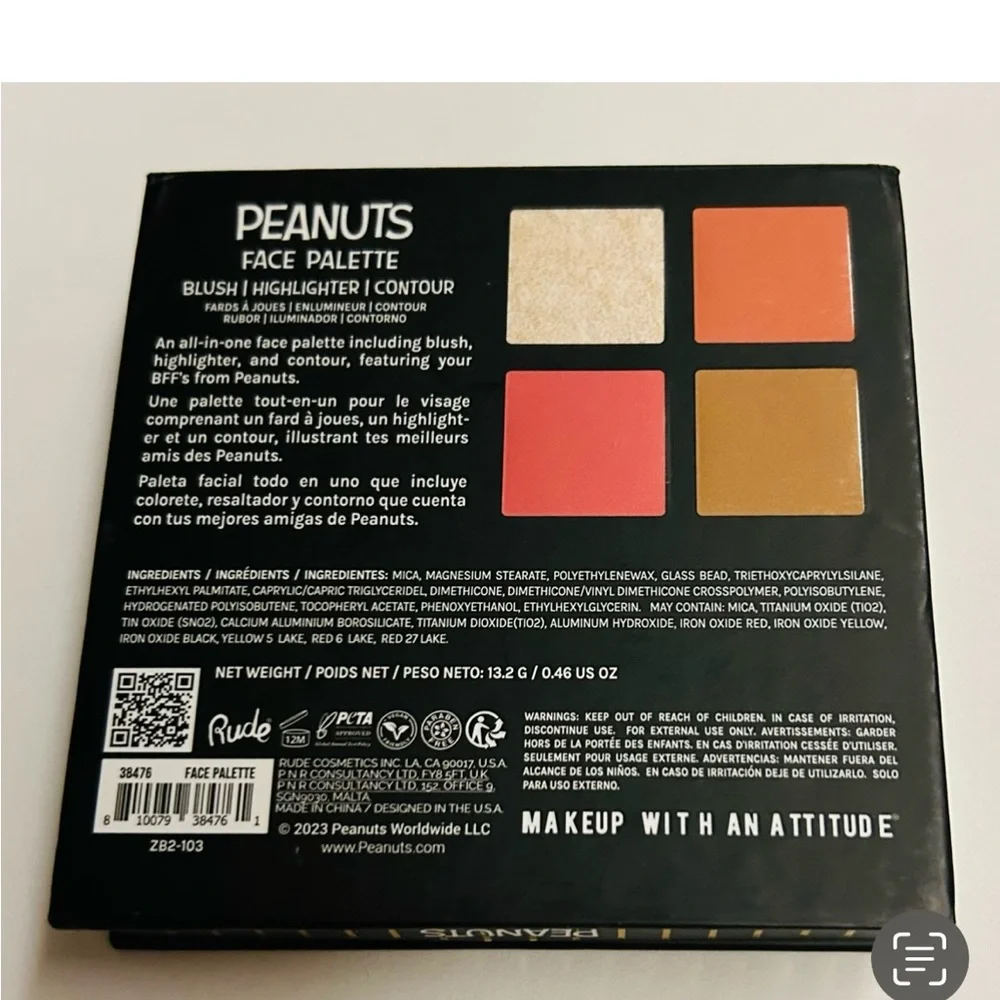 New Peanuts Face Palette Blush Highlighter Contour Rude Cosmetics